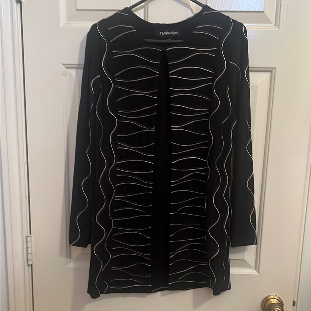 Black Blazer with White Accents